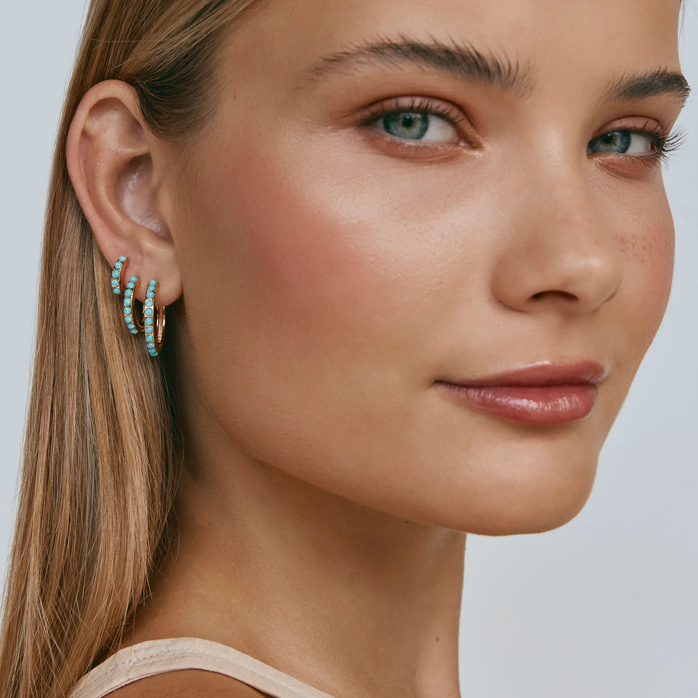 BLUE OPAL CRYSTAL MAXI HOOPS