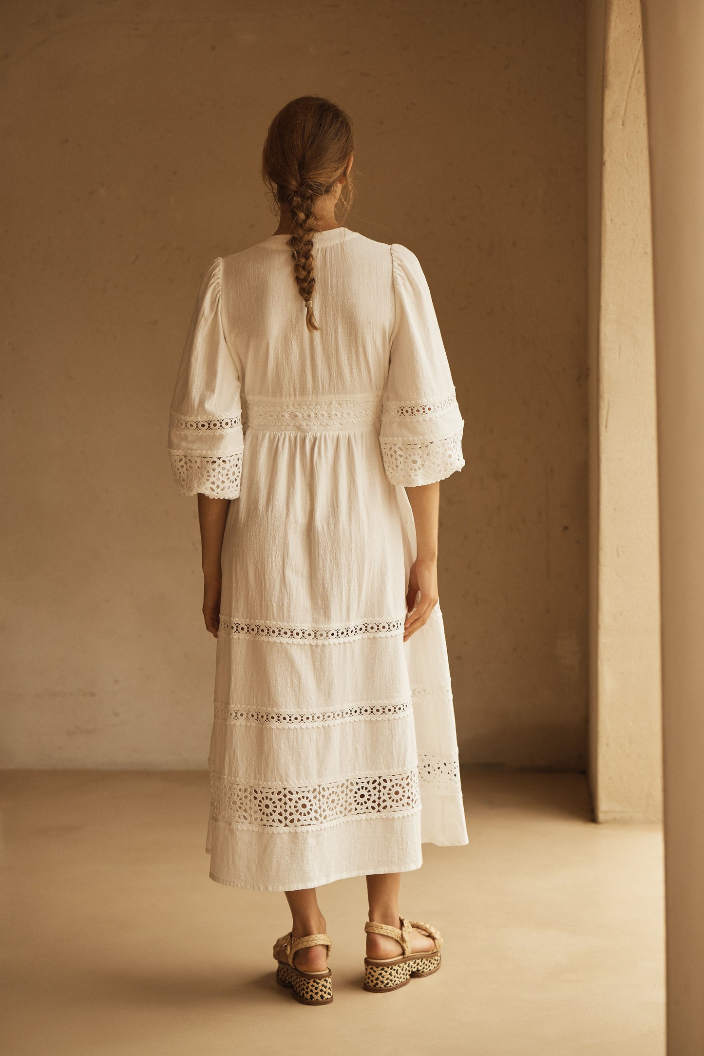 BIANCA LACE PANELLED MIDI DRESS