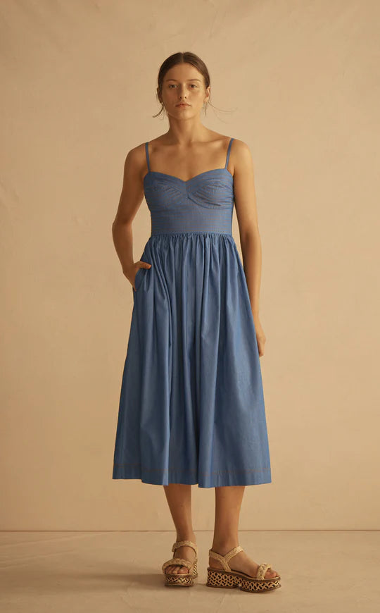CAMBRICO STITCH DETAIL MIDI DRESS