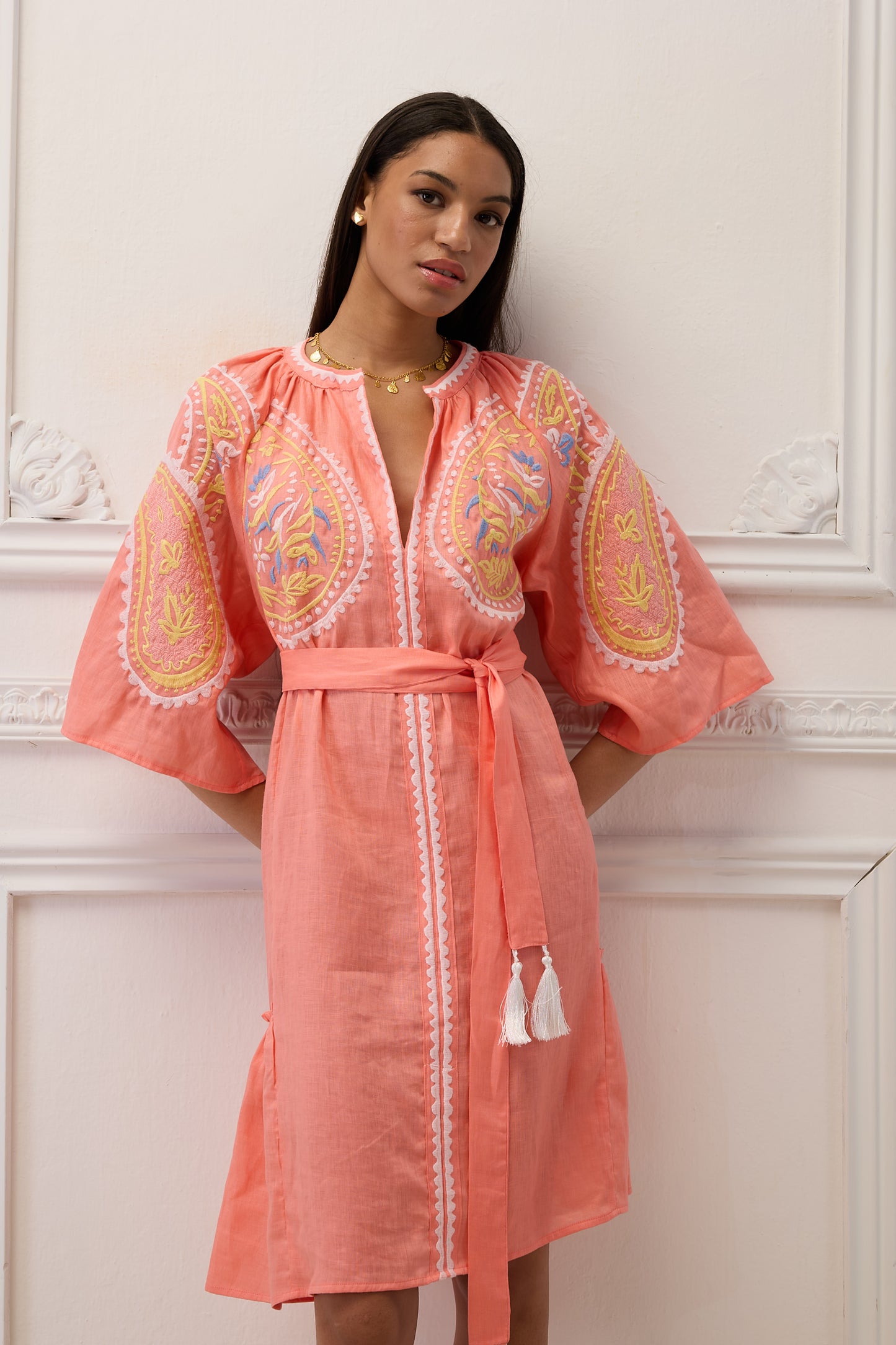 ARETI MINI DRESS WITH EMBROIDERY