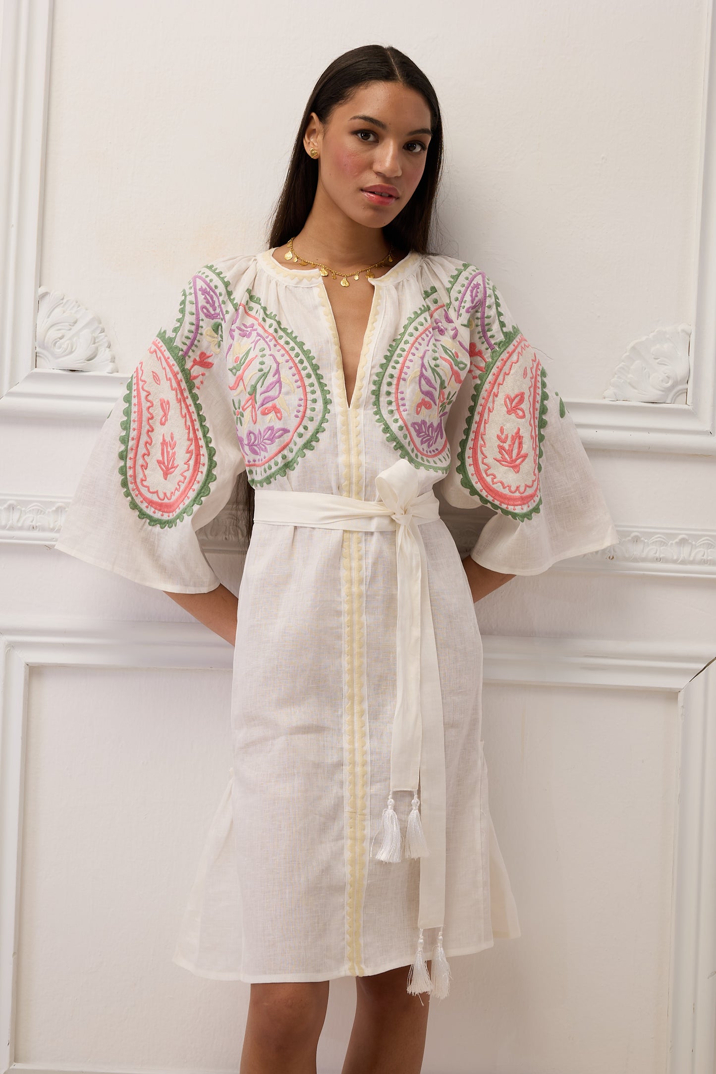 ARETI MINI DRESS WITH EMBROIDERY