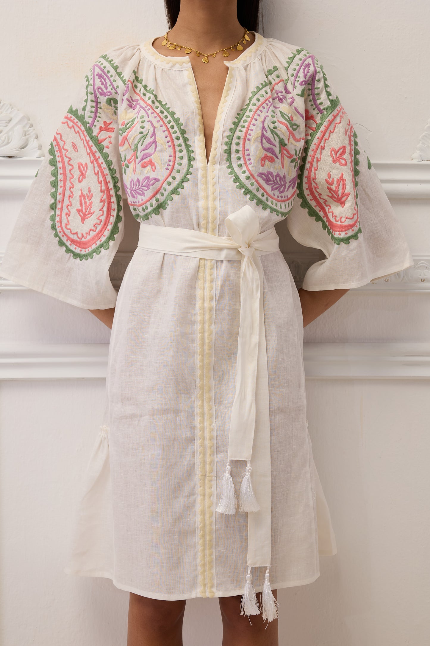 ARETI MINI DRESS WITH EMBROIDERY