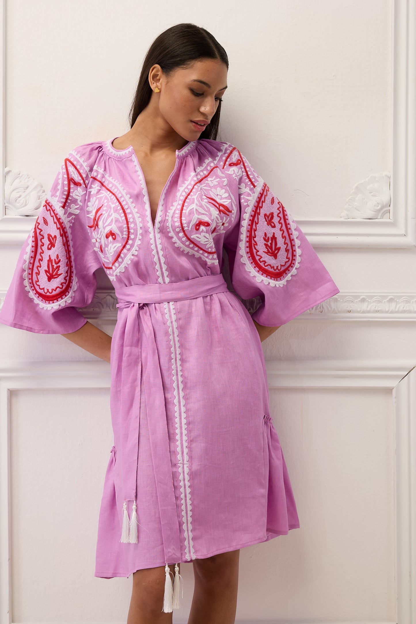 ARETI MINI DRESS WITH EMBROIDERY