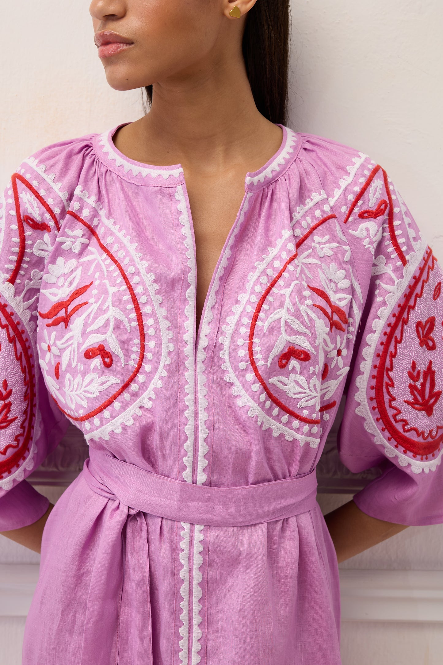 ARETI MINI DRESS WITH EMBROIDERY