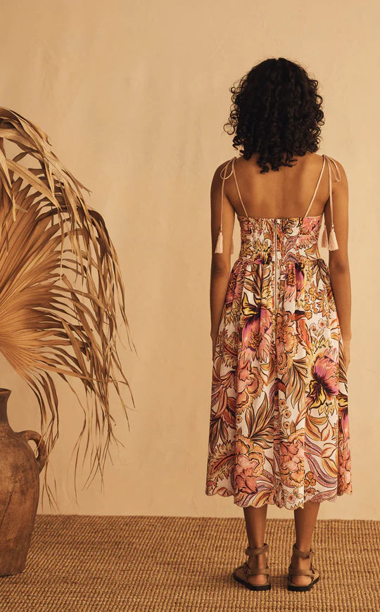 TIE SHOULDER MIDI DRESS