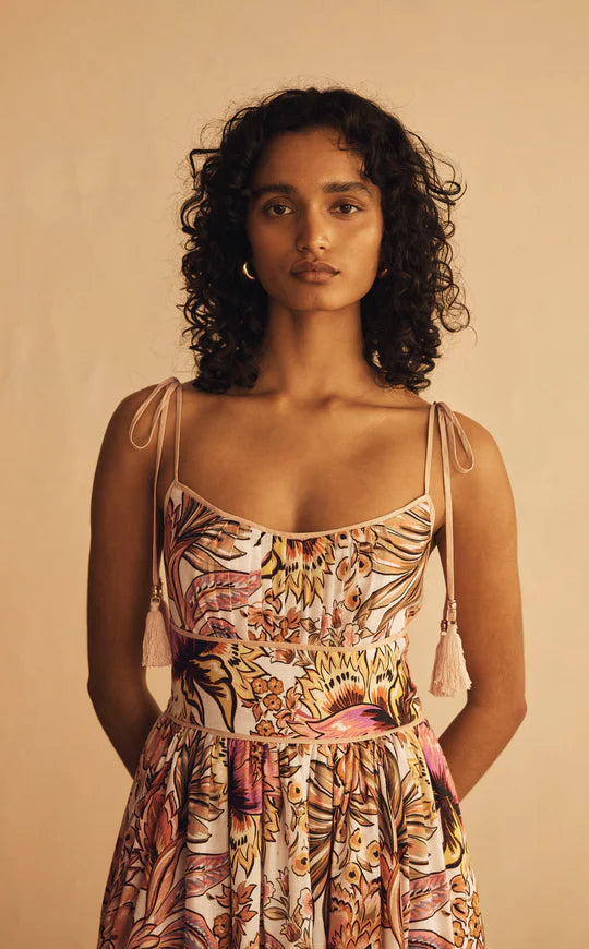 TIE SHOULDER MIDI DRESS