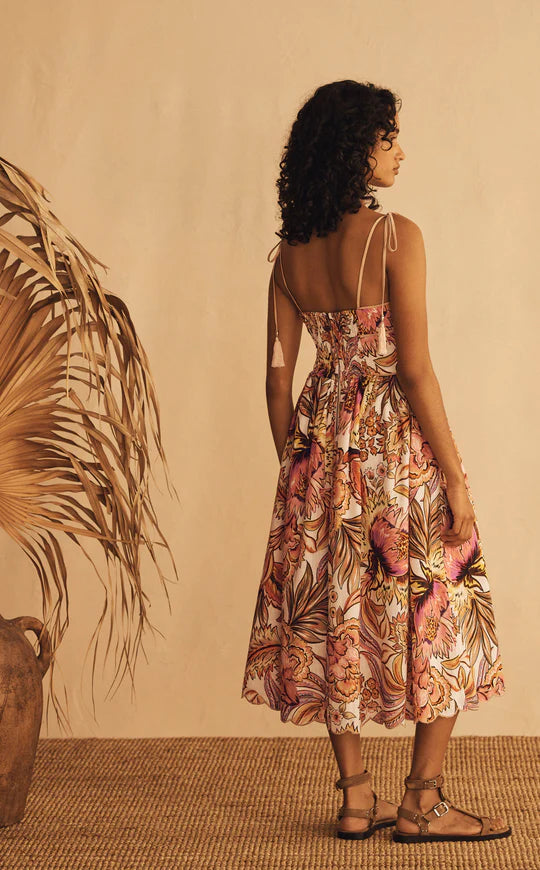 TIE SHOULDER MIDI DRESS