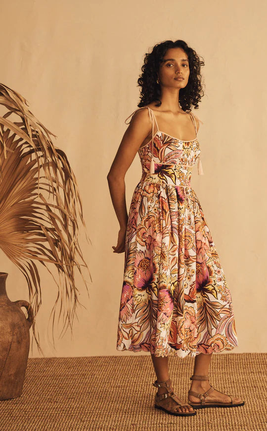TIE SHOULDER MIDI DRESS