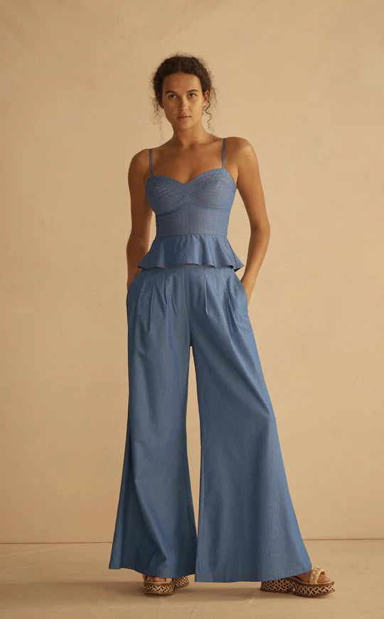 CAMBRICO PLEATED WIDE LEG PANT