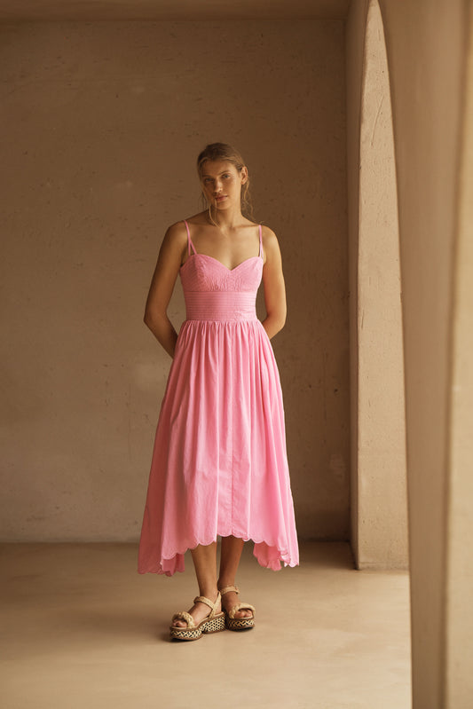 CLAVELL SCALLOP MIDI DRESS