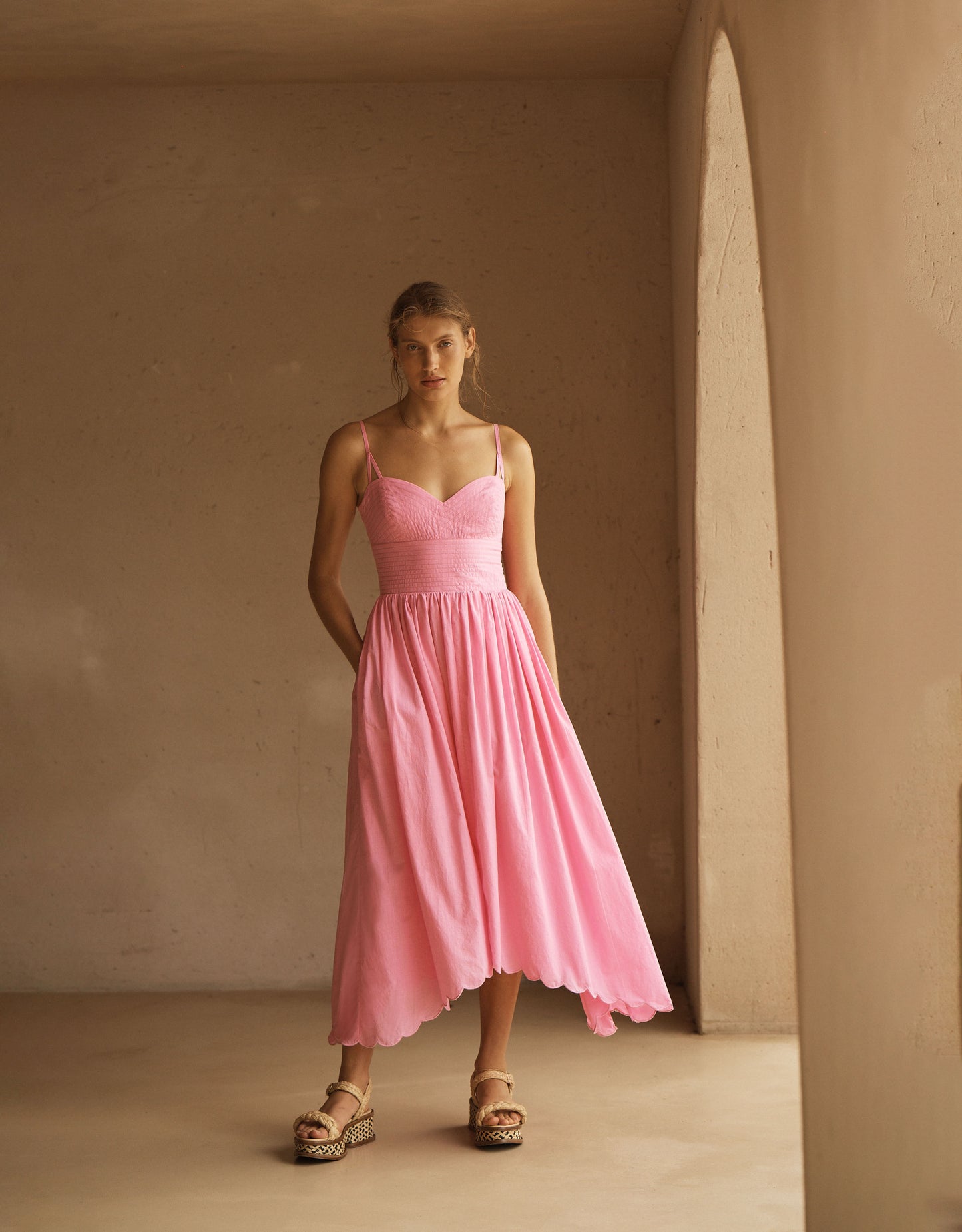 CLAVELL SCALLOP MIDI DRESS