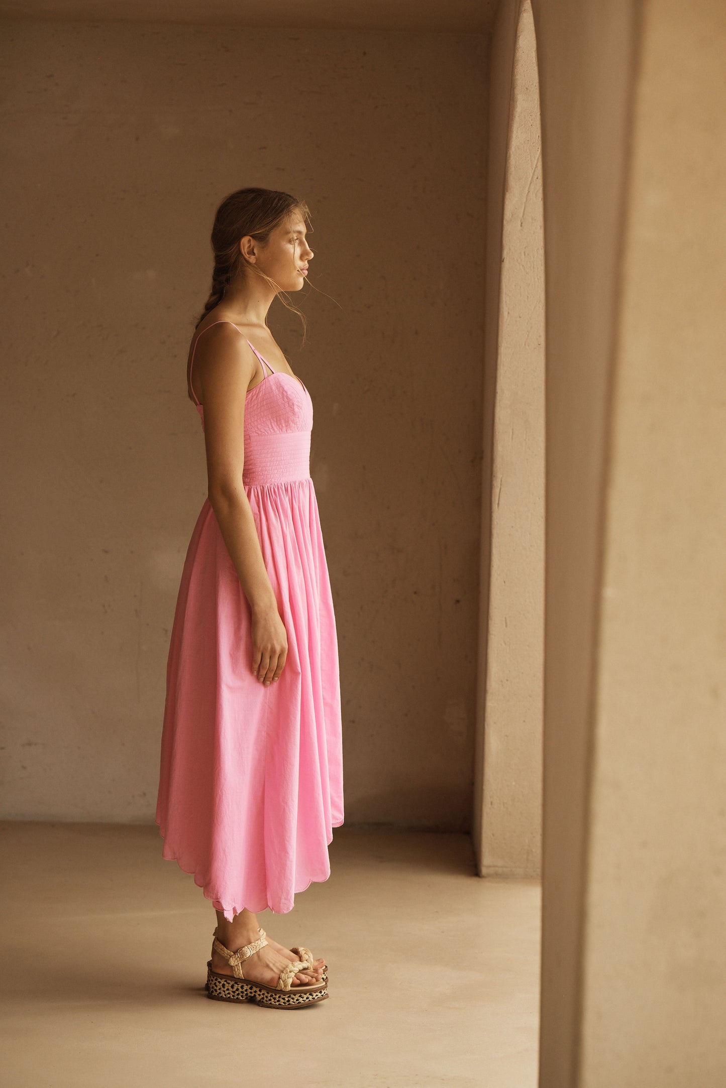 CLAVELL SCALLOP MIDI DRESS