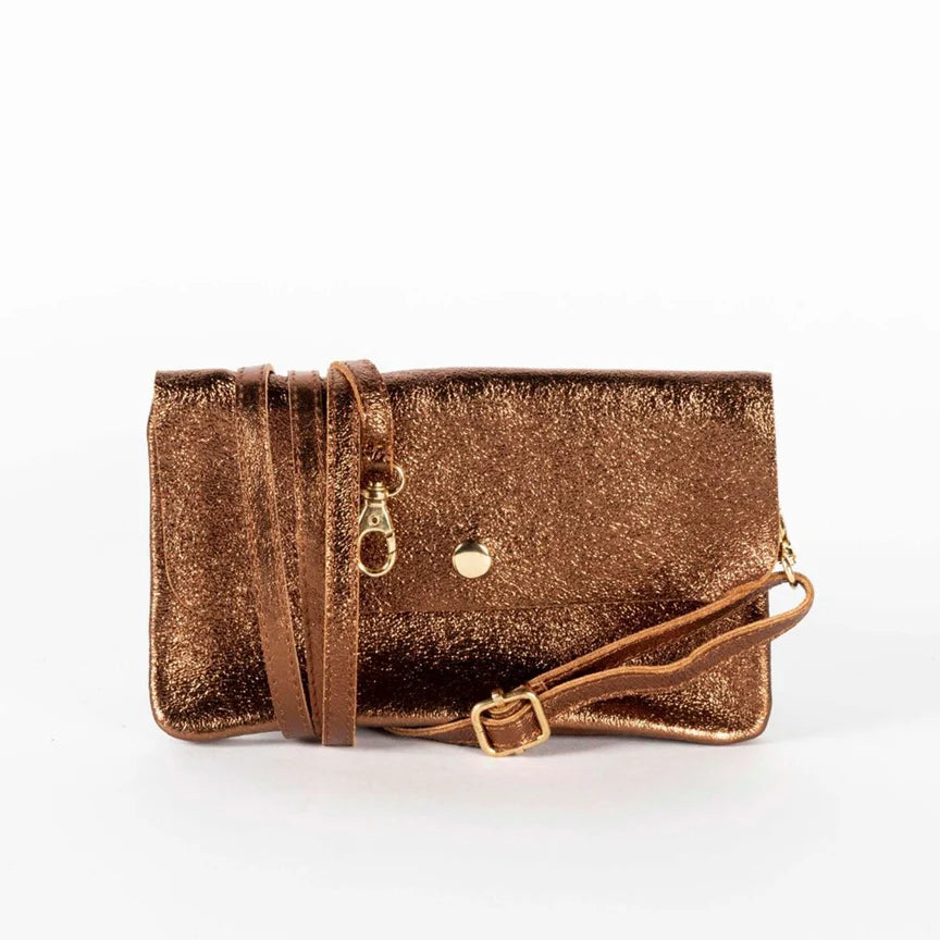 LINE LEATHER CROSSBODY CLUTCH