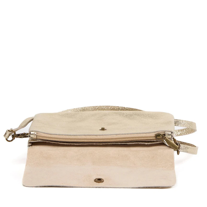 LINE LEATHER CROSSBODY CLUTCH