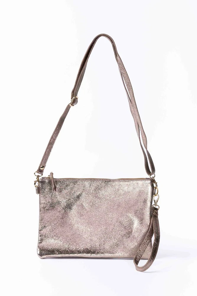 ANNA METALLIC LEATHER CROSSBODY