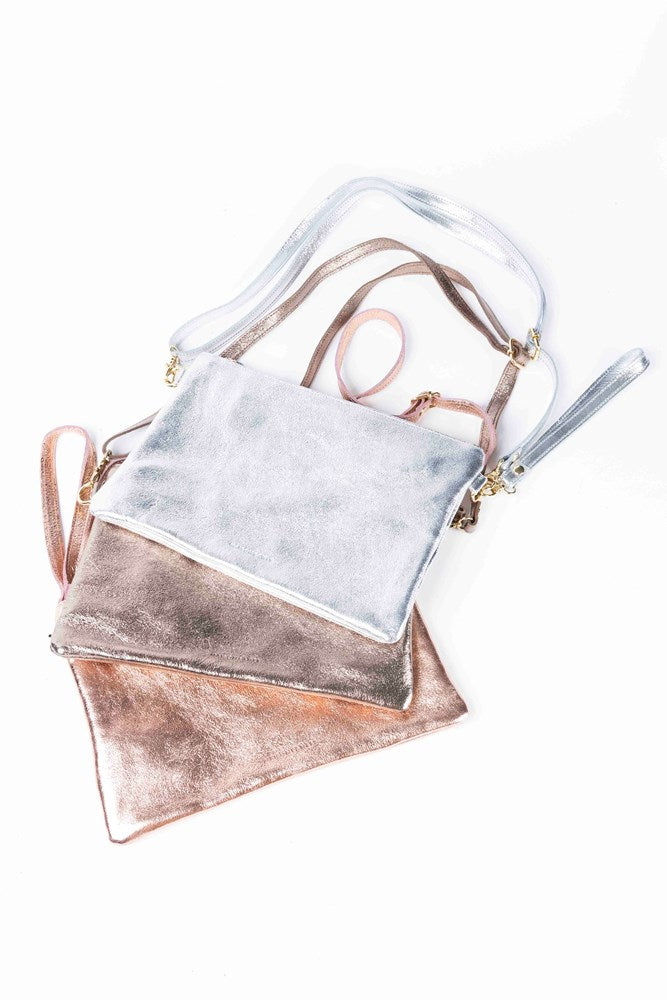 ANNA METALLIC LEATHER CROSSBODY