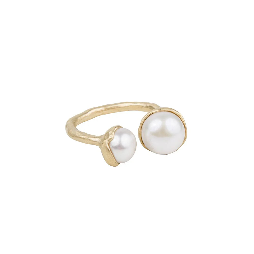 DOUBLE PEARL GOLD RING