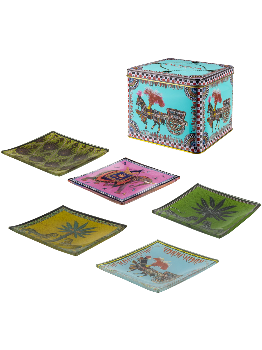 ORTIGIA Tin with 5 Glass Plates
