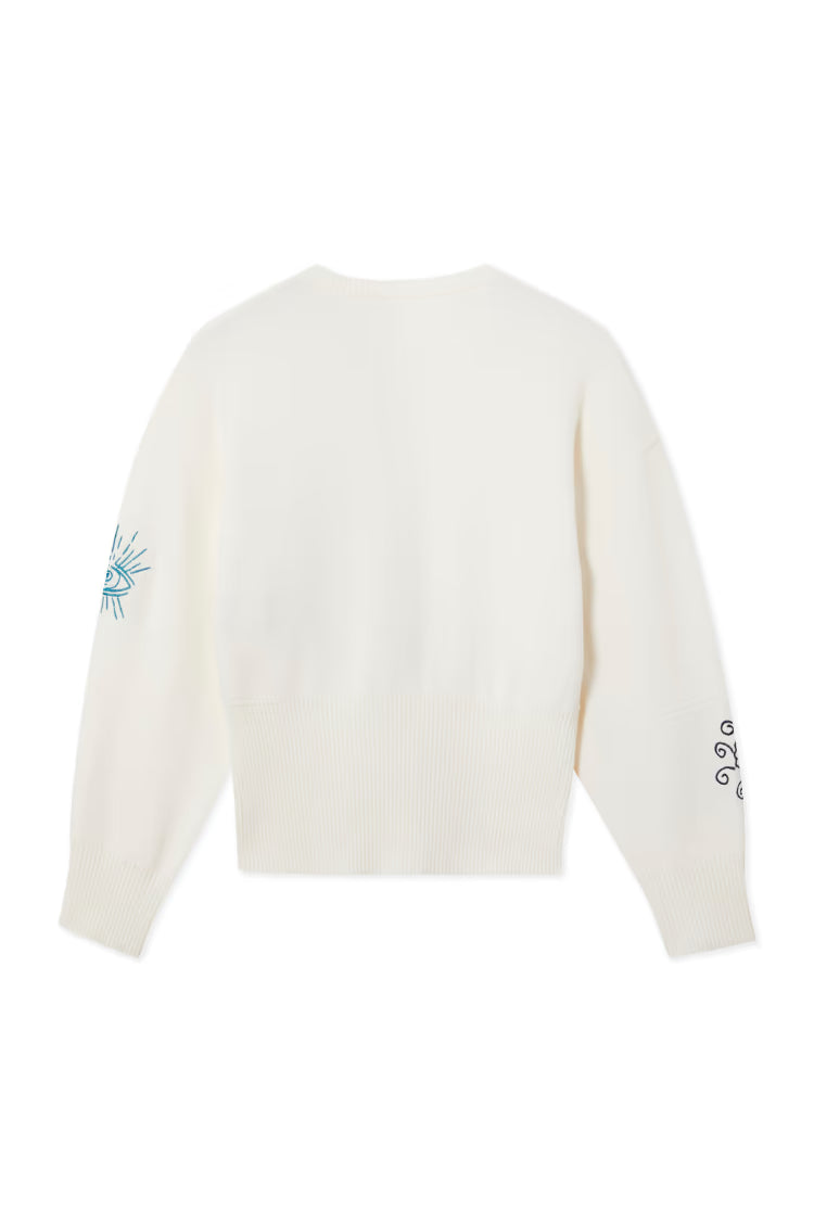 CREAM NEON EMBROIDERED DARCY CARDIGAN