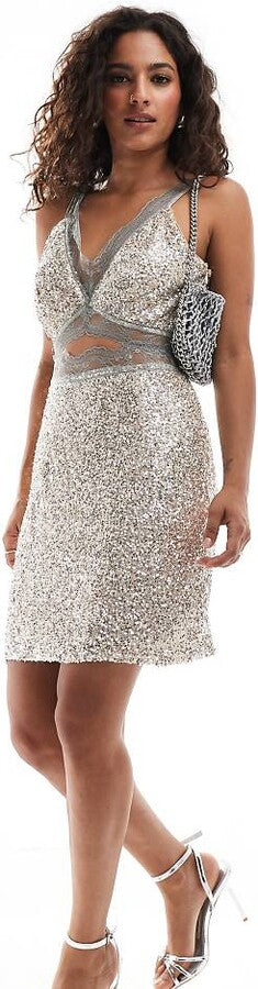 SILVER SEQUIN MIMI MINI DRESS
